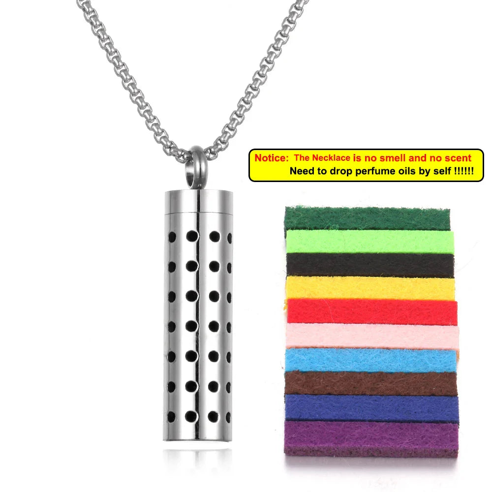 Stainless Steel Aromatherapy Necklace – Oil Diffuser Pendant